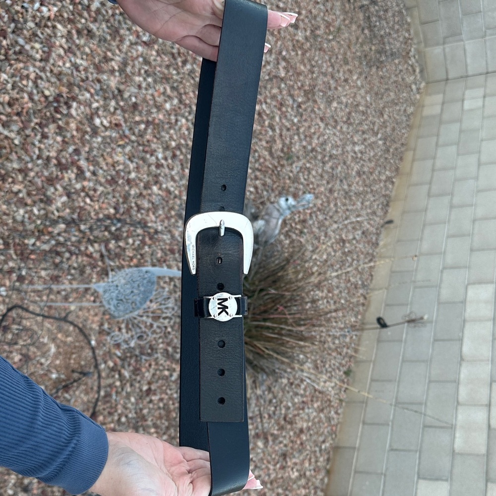 Michael Kors Midnight Black Belt with Silver Buckle